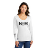 Volleyball Mom With Ribbon Long Sleeve Tee